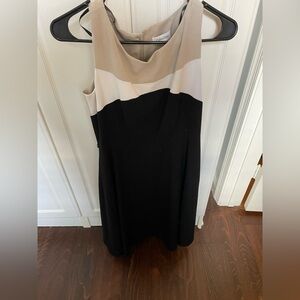 Calvin Klein Cream Tan Sheath Midi Dress